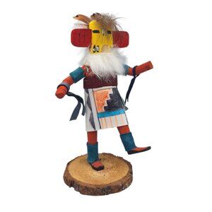 Kachina Handmade Doll Signed 7 Inch Hilil AM Native American Indian Art Wood
